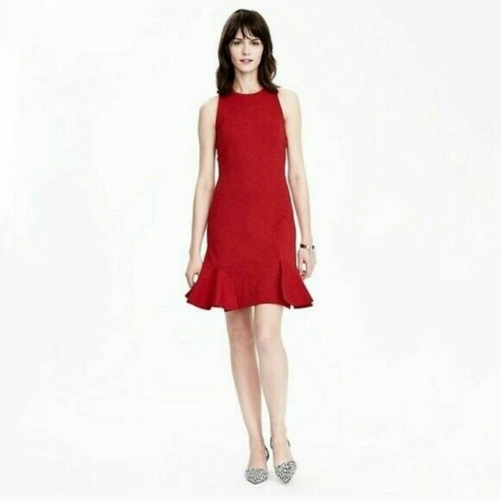 Banana Republic Red Sleeveless Mini Dress with Ruffle Hem